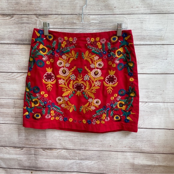 ALTAR’D STATE EMBROIDERED SKIRT IN RED - Picture 1 of 4
